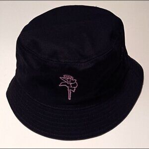 BSR by Samii Ryan Lust Black Bucket Hat Rose Pattern NWOT